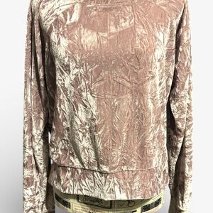 Free Press Mauve Pink Crushed Velvet Long Sleeve Top - Size M
